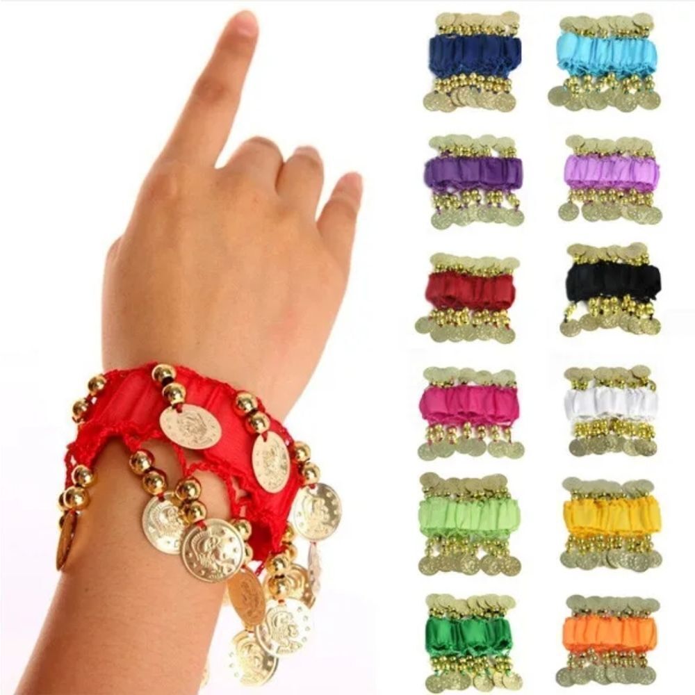 New Belly Dance Wrist Ankle Cuff Arm Bracelet Dancing Gold Coins US FAST